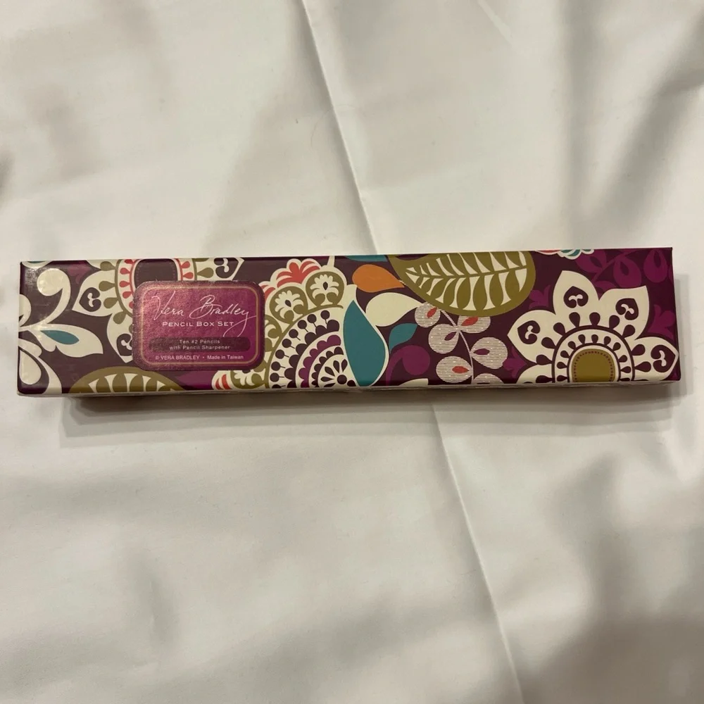 Vera Bradley Floral Pencil Box in Purple and Gold